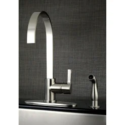 Kingston Brass Gourmetier Continental Single-Handle Kitchen Faucet with Side Sprayer