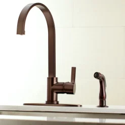 Kingston Brass Gourmetier Continental Single-Handle Kitchen Faucet with Side Sprayer