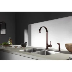 Kingston Brass Gourmetier Continental Single-Handle Kitchen Faucet with Side Sprayer
