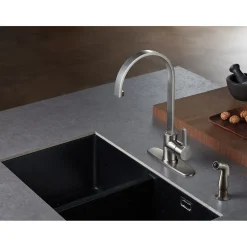 Kingston Brass Gourmetier Continental Single-Handle Kitchen Faucet with Side Sprayer