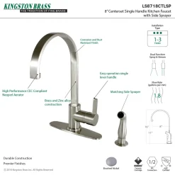 Kingston Brass Gourmetier Continental Single-Handle Kitchen Faucet with Side Sprayer