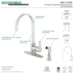 Kingston Brass Gourmetier Continental Single-Handle Kitchen Faucet with Side Sprayer