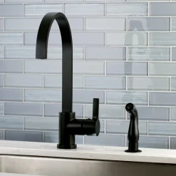 Kingston Brass Gourmetier Continental Single-Handle Kitchen Faucet with Side Sprayer