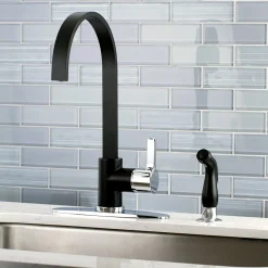 Kingston Brass Gourmetier Continental Single-Handle Kitchen Faucet with Side Sprayer