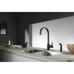 Kingston Brass Gourmetier Continental Single-Handle Kitchen Faucet with Side Sprayer