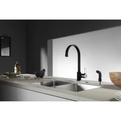Kingston Brass Gourmetier Continental Single-Handle Kitchen Faucet with Side Sprayer