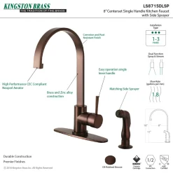 Kingston Brass Gourmetier Concord Single-Handle Kitchen Faucet with Side Sprayer