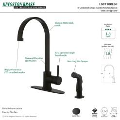 Kingston Brass Gourmetier Concord Single-Handle Kitchen Faucet with Side Sprayer