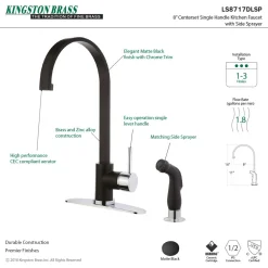 Kingston Brass Gourmetier Concord Single-Handle Kitchen Faucet with Side Sprayer