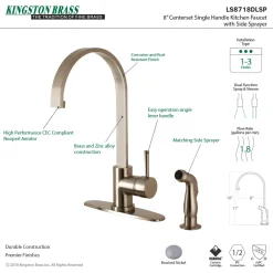 Kingston Brass Gourmetier Concord Single-Handle Kitchen Faucet with Side Sprayer
