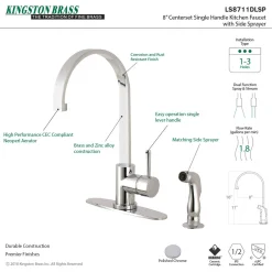 Kingston Brass Gourmetier Concord Single-Handle Kitchen Faucet with Side Sprayer