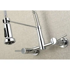 Kingston Brass Gourmetier Concord 2-Handle Wall Mount Pull-Down Kitchen Faucet