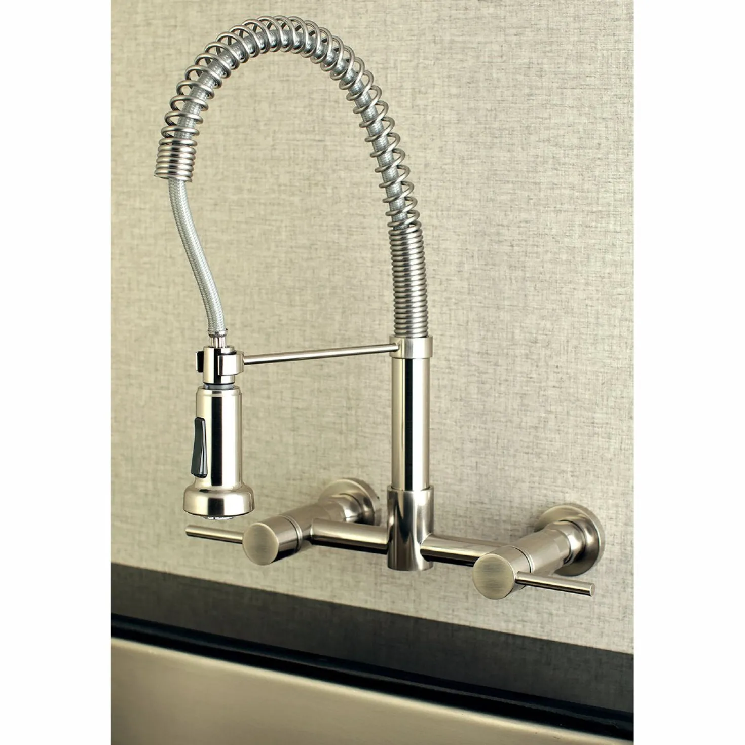 Kingston Brass Gourmetier Concord 2-Handle Wall Mount Pull-Down Kitchen Faucet
