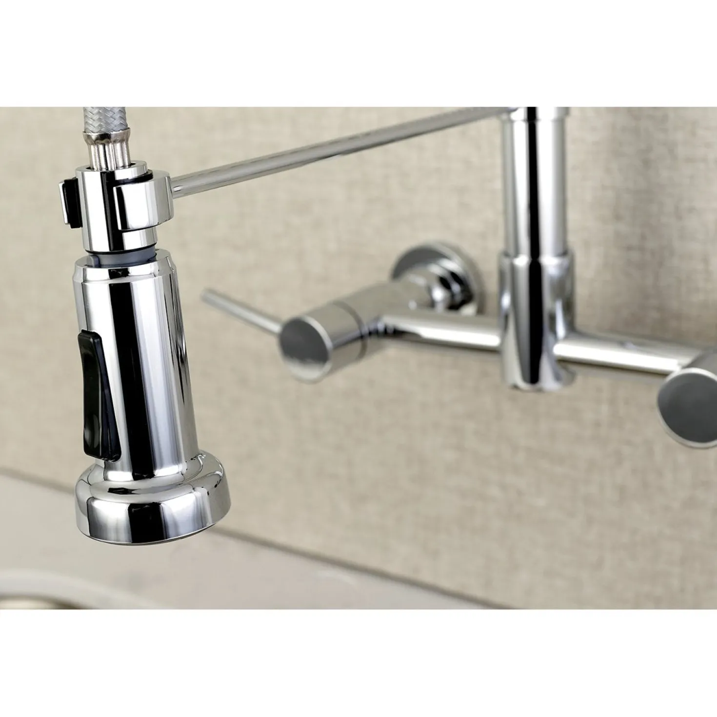 Kingston Brass Gourmetier Concord 2-Handle Wall Mount Pull-Down Kitchen Faucet