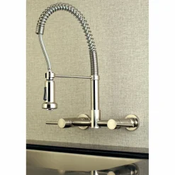 Kingston Brass Gourmetier Concord 2-Handle Wall Mount Pull-Down Kitchen Faucet