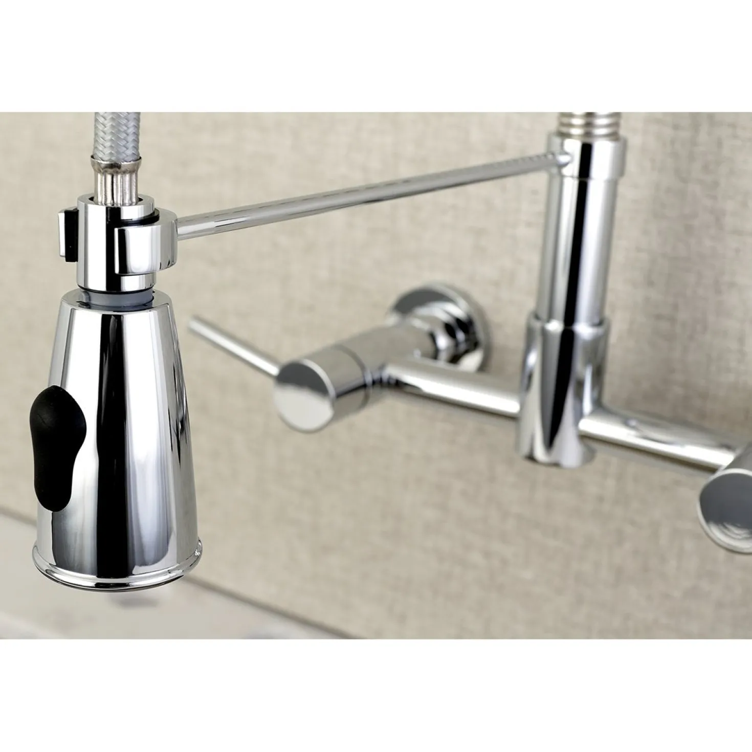 Kingston Brass Gourmetier Concord 2-Handle 2-Hole Wall Mount Pull-Down Kitchen Faucet