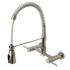 Kingston Brass Gourmetier Concord 2-Handle 2-Hole Wall Mount Pull-Down Kitchen Faucet