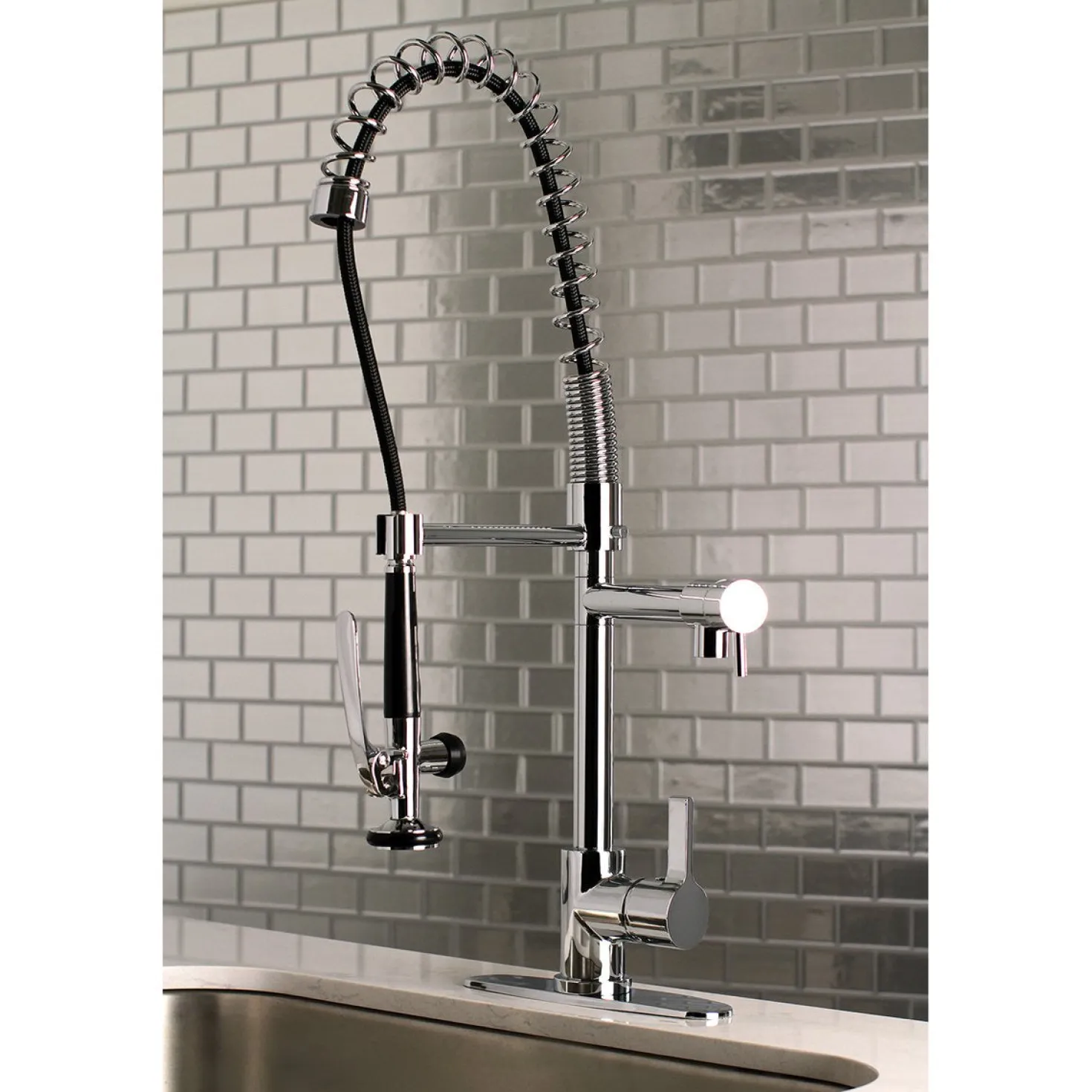 Kingston Brass Gourmetier Continental Single Hole Single-Handle Pre-Rinse Kitchen Faucet