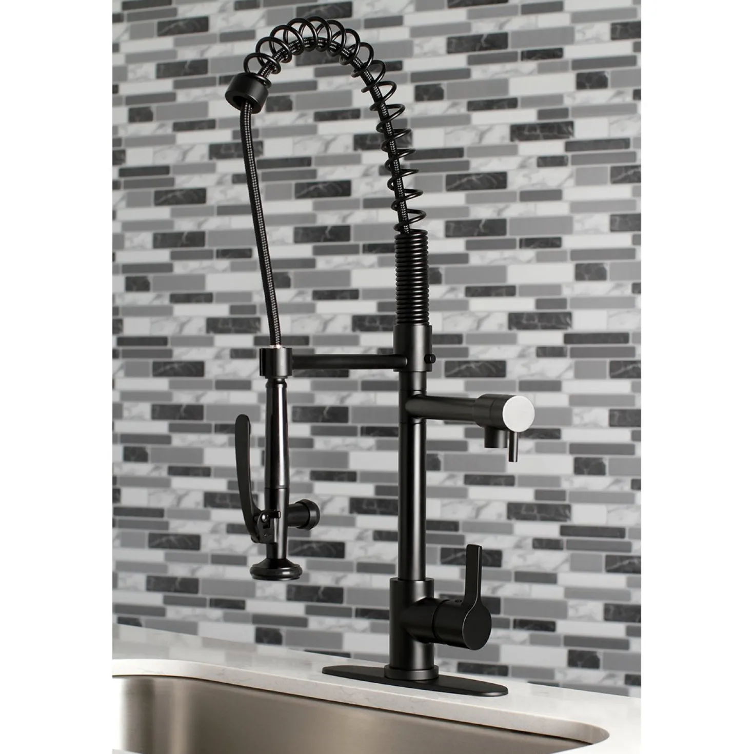 Kingston Brass Gourmetier Continental Single Hole Single-Handle Pre-Rinse Kitchen Faucet