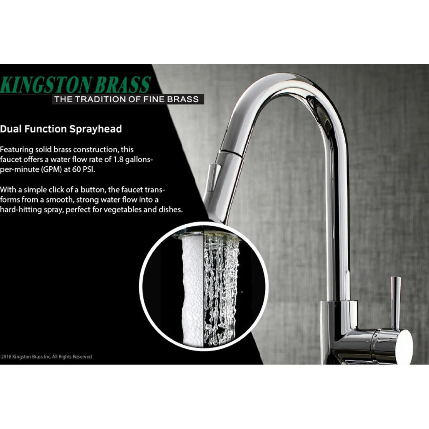 Kingston Brass Gourmetier Concord Single-Handle Kitchen Faucet with Pull-Down Sprayer