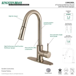 Kingston Brass Gourmetier Concord Single-Handle Kitchen Faucet with Pull-Down Sprayer