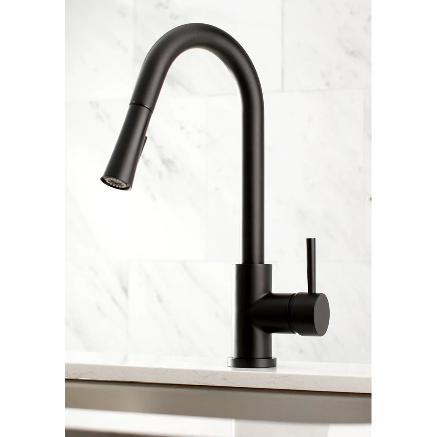 Kingston Brass Gourmetier Concord Single-Handle Kitchen Faucet with Pull-Down Sprayer