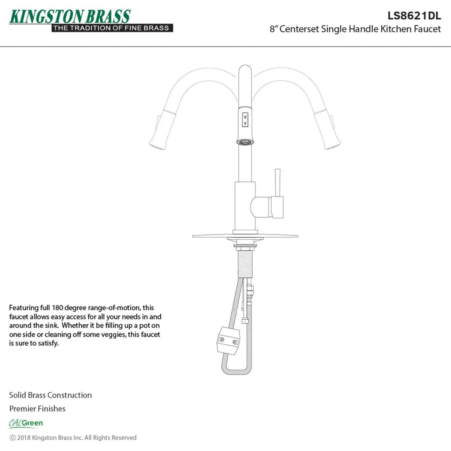 Kingston Brass Gourmetier Concord Single-Handle Kitchen Faucet with Pull-Down Sprayer