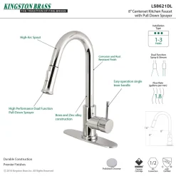 Kingston Brass Gourmetier Concord Single-Handle Kitchen Faucet with Pull-Down Sprayer