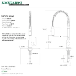 Kingston Brass Gourmetier Continental Single-Hole Single-Handle Pre-Rinse Kitchen Faucet