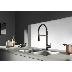 Kingston Brass Gourmetier Continental Single-Hole Single-Handle Pre-Rinse Kitchen Faucet