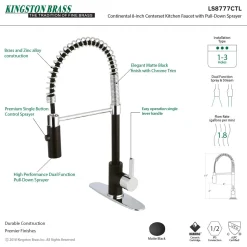 Kingston Brass Gourmetier Continental Single-Hole Single-Handle Pre-Rinse Kitchen Faucet