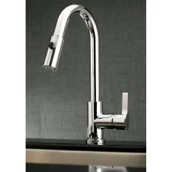 Kingston Brass Gourmetier Continental Single-Handle Single-Hole Pull-Down Kitchen Faucet