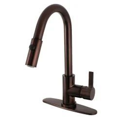 Kingston Brass Gourmetier Continental Single-Handle Single-Hole Pull-Down Kitchen Faucet