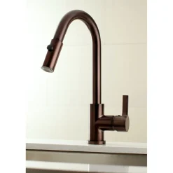 Kingston Brass Gourmetier Continental Single-Handle Single-Hole Pull-Down Kitchen Faucet