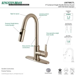 Kingston Brass Gourmetier Continental Single-Handle Single-Hole Pull-Down Kitchen Faucet
