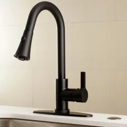 Kingston Brass Gourmetier Continental Deck Mount Single-Handle Pull-Down Kitchen Faucet