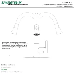 Kingston Brass Gourmetier Continental Deck Mount Single-Handle Pull-Down Kitchen Faucet