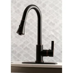 Kingston Brass Gourmetier Continental Deck Mount Single-Handle Pull-Down Kitchen Faucet