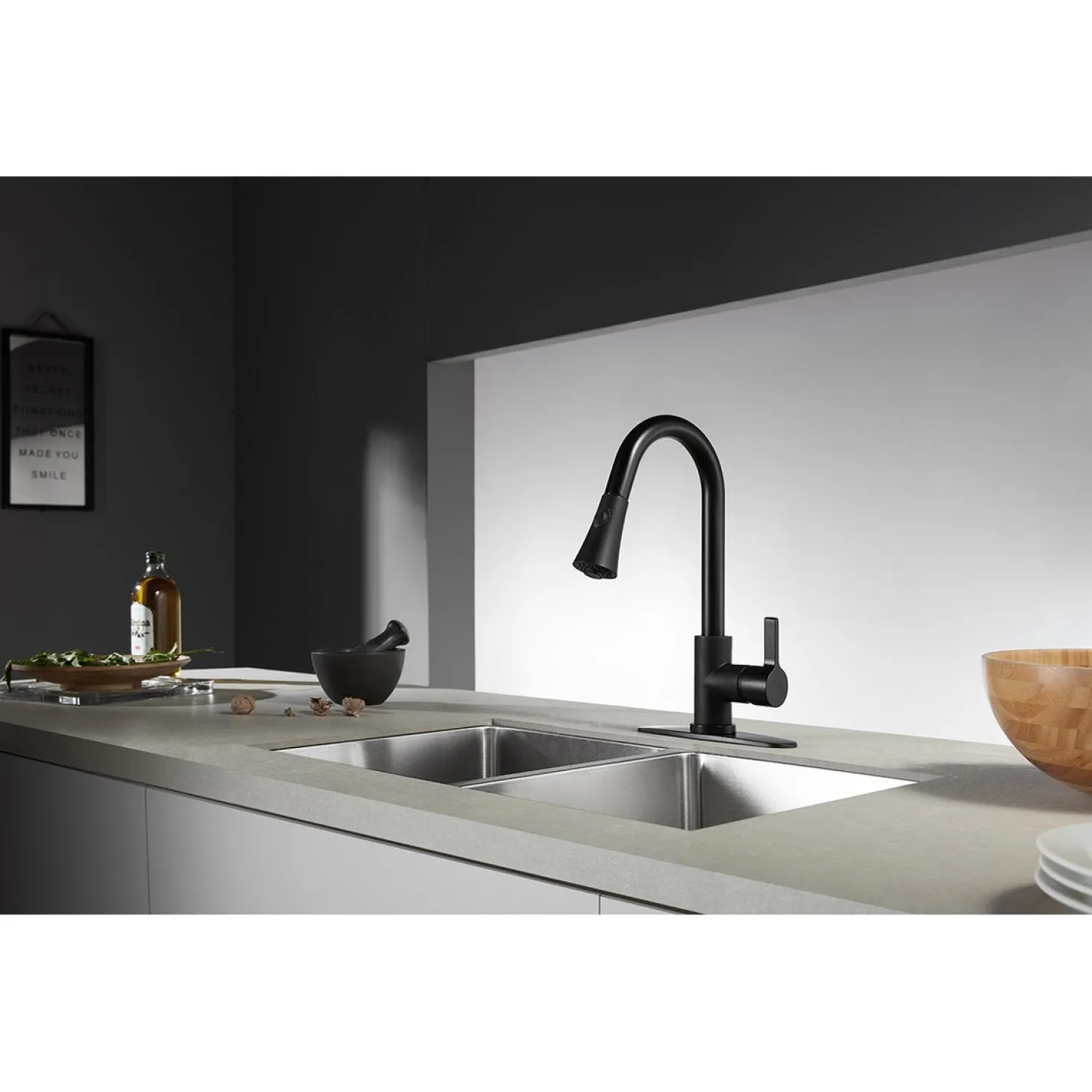 Kingston Brass Gourmetier Continental Deck Mount Single-Handle Pull-Down Kitchen Faucet