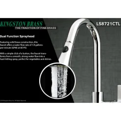 Kingston Brass Gourmetier Continental Deck Mount Single-Handle Pull-Down Kitchen Faucet