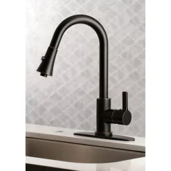 Kingston Brass Gourmetier Continental Deck Mount Single-Handle Pull-Down Kitchen Faucet