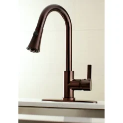 Kingston Brass Gourmetier Continental Deck Mount Single-Handle Pull-Down Kitchen Faucet