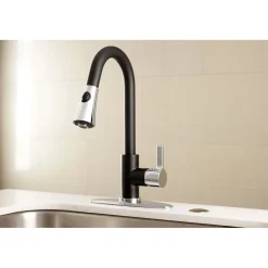 Kingston Brass Gourmetier Continental Deck Mount Single-Handle Pull-Down Kitchen Faucet