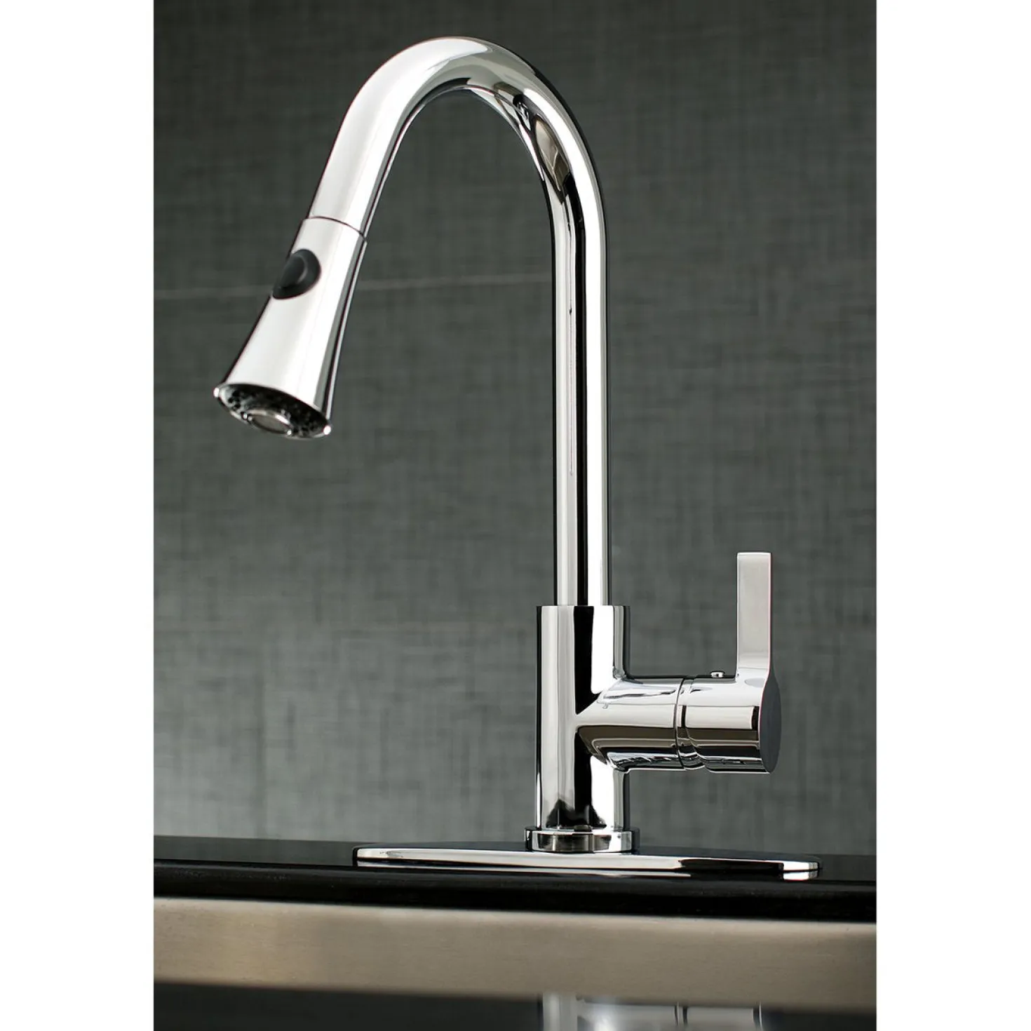 Kingston Brass Gourmetier Continental Deck Mount Single-Handle Pull-Down Kitchen Faucet