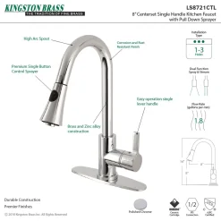 Kingston Brass Gourmetier Continental Deck Mount Single-Handle Pull-Down Kitchen Faucet