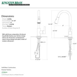 Kingston Brass Gourmetier Continental Deck Mount Single-Handle Pull-Down Kitchen Faucet