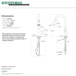 Kingston Brass Gourmetier Continental Deck Mount Single-Handle Pull-Down Kitchen Faucet