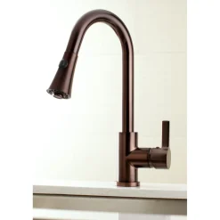 Kingston Brass Gourmetier Continental Deck Mount Single-Handle Pull-Down Kitchen Faucet