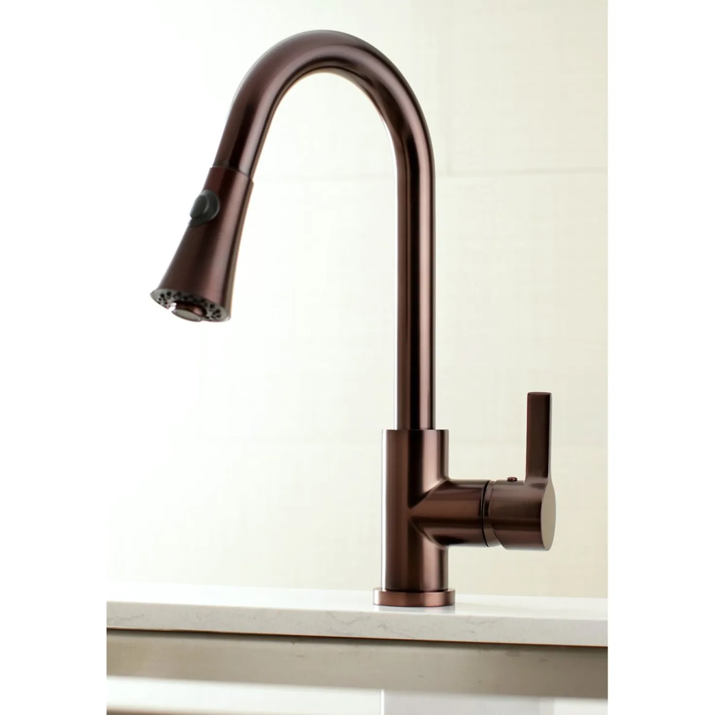 Kingston Brass Gourmetier Continental Deck Mount Single-Handle Pull-Down Kitchen Faucet