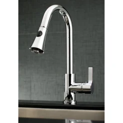 Kingston Brass Gourmetier Continental Deck Mount Single-Handle Pull-Down Kitchen Faucet